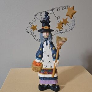 Whimsical Witch Figurine with Stars 10 Inches